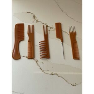 Vintage ACE Comb Hair Pick Set of‎ 5 Brown Tail Teaser Styler Multi New Unsealed